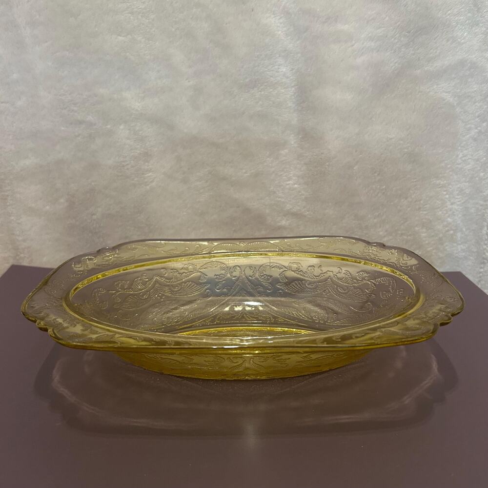 Vintage Federal Glass Madrid Yellow Depression Glass Oval Serving Bowl